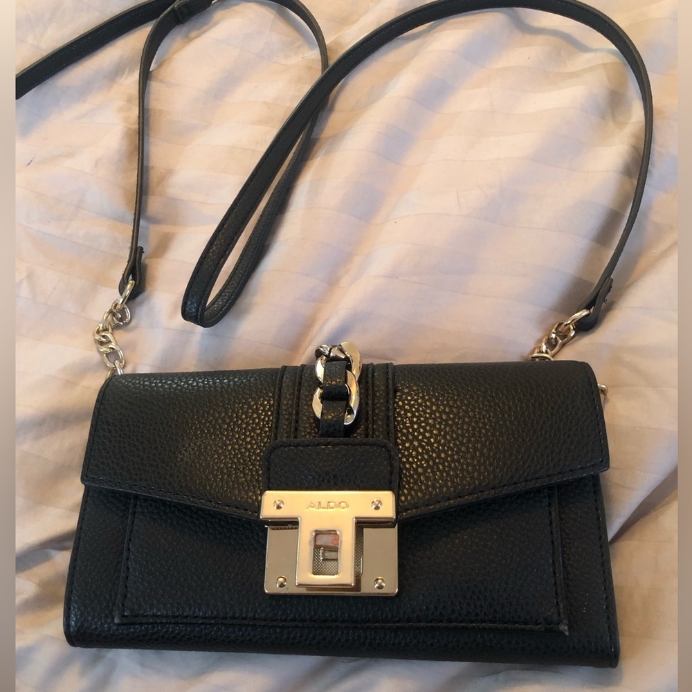 ALDO Black Crossbody Bag Lock Clutch